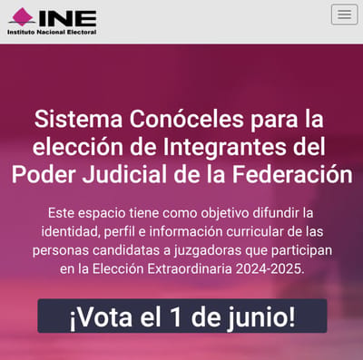 INE lanza sistema "Conóceles" para consultar candidatos judiciales