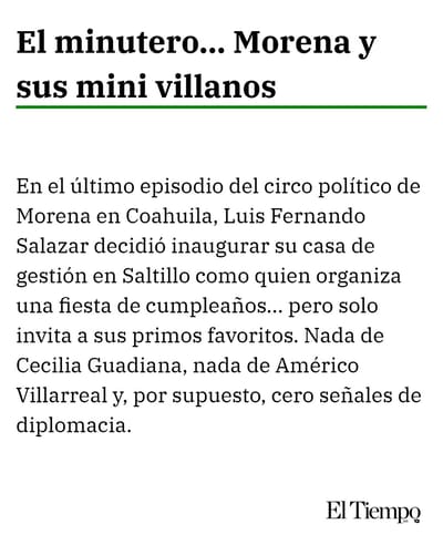 El minutero... Morena y sus mini villanos