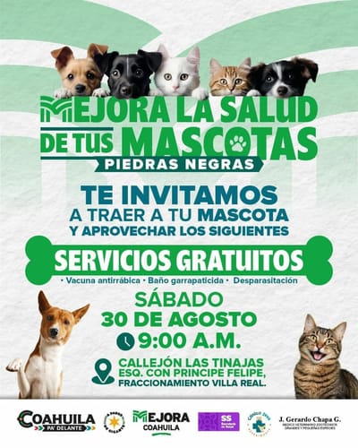 Vecinos de la colonia Villarreal recibirán jornada gratuita de atención veterinaria