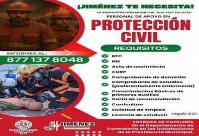 Únete al equipo de Protección Civil: municipio de Jiménez abre registro