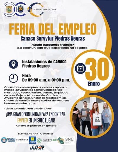 CANACO Piedras Negras realizará su primera Feria del Empleo 2026