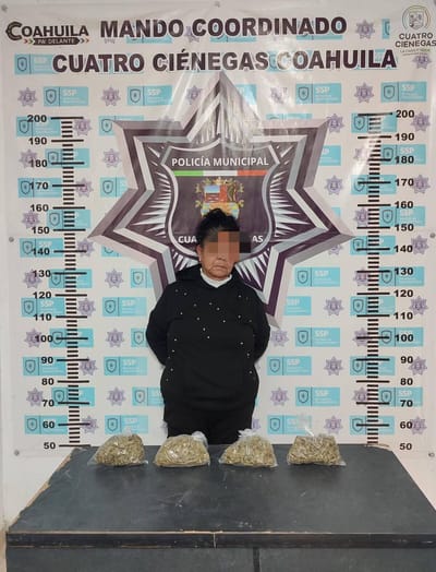 Detienen a mujer de la tercera edad con medio kilo de marihuana en Cuatro Ciénegas