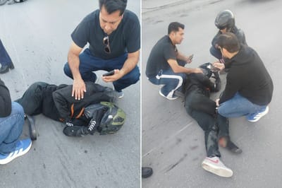 Adolescente en moto se pasa luz roja y choca contra auto en Monclova