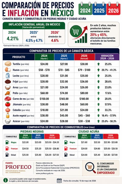 Canasta básica se eleva a 4,954 pesos, inflación y cierres afectan consumo