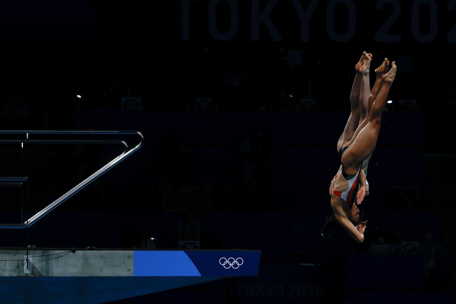 Agúndez y Orozco en la plataforma sincronizada en Tokio 2020