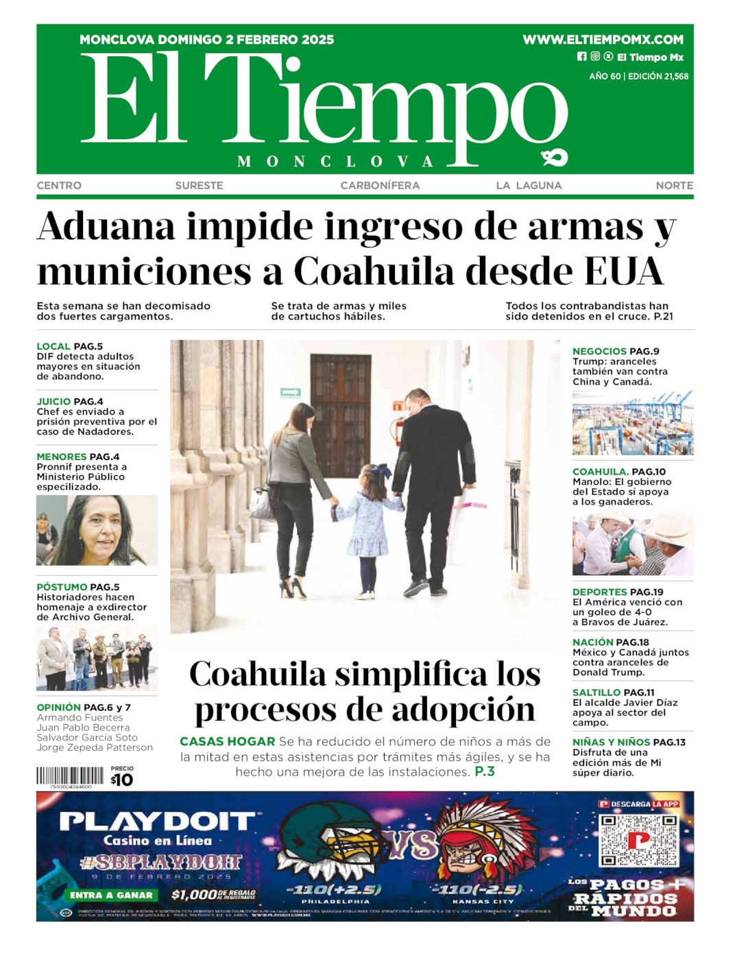 Edición impresa de El Tiempo Monclova