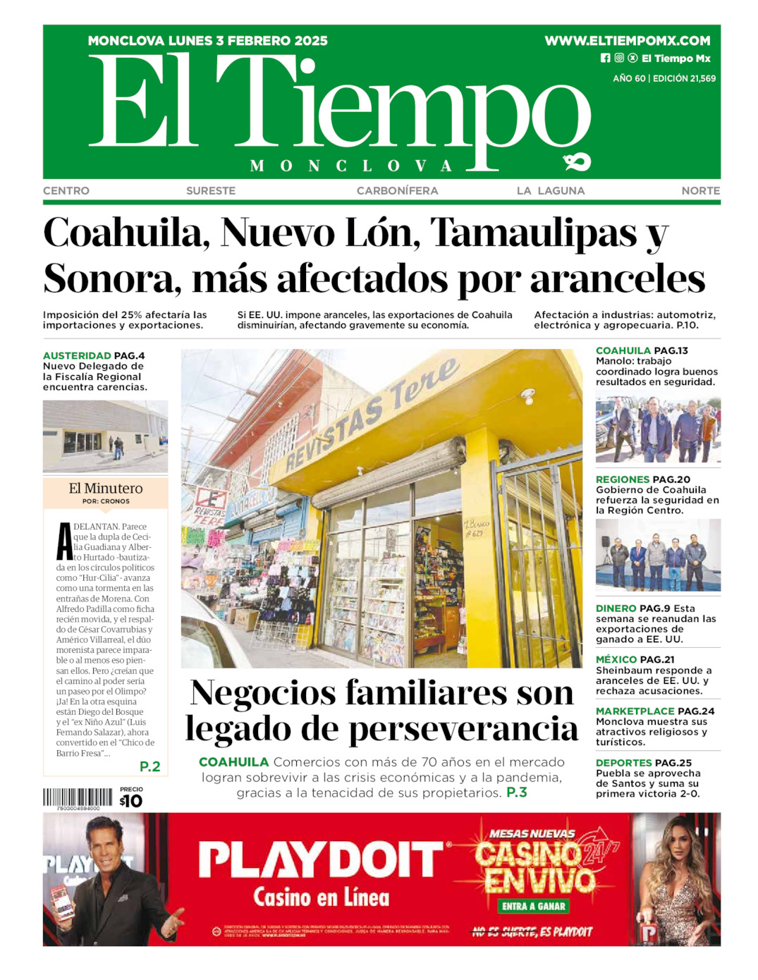 Edición impresa de El Tiempo Monclova