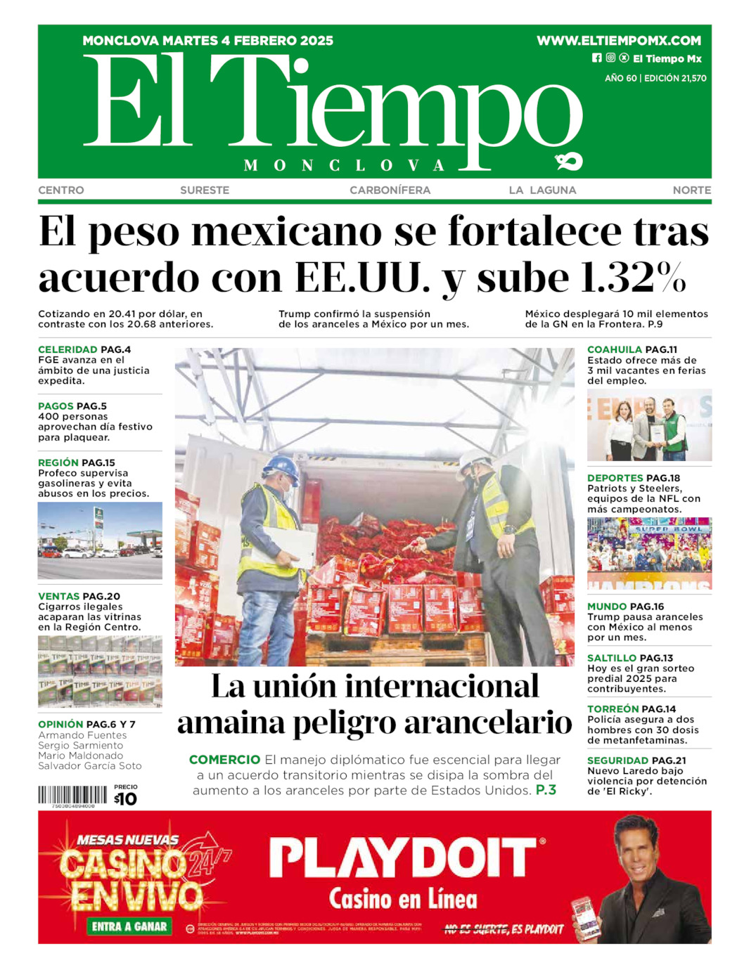 Edición impresa de El Tiempo Monclova