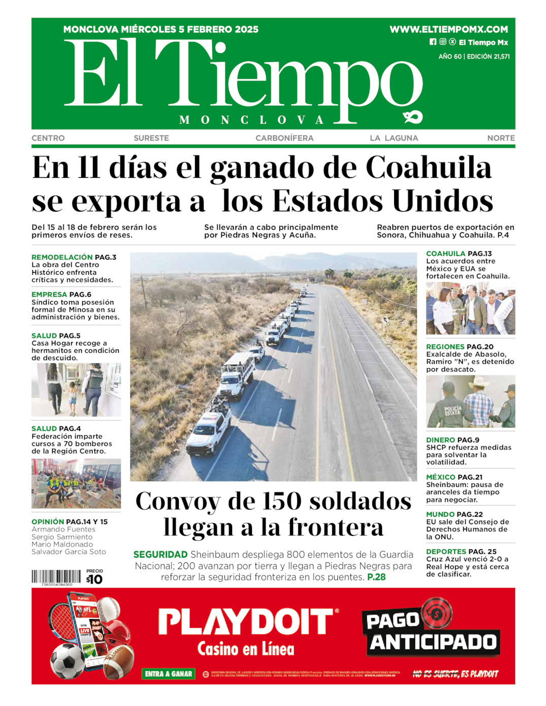 Edición impresa de El Tiempo Monclova