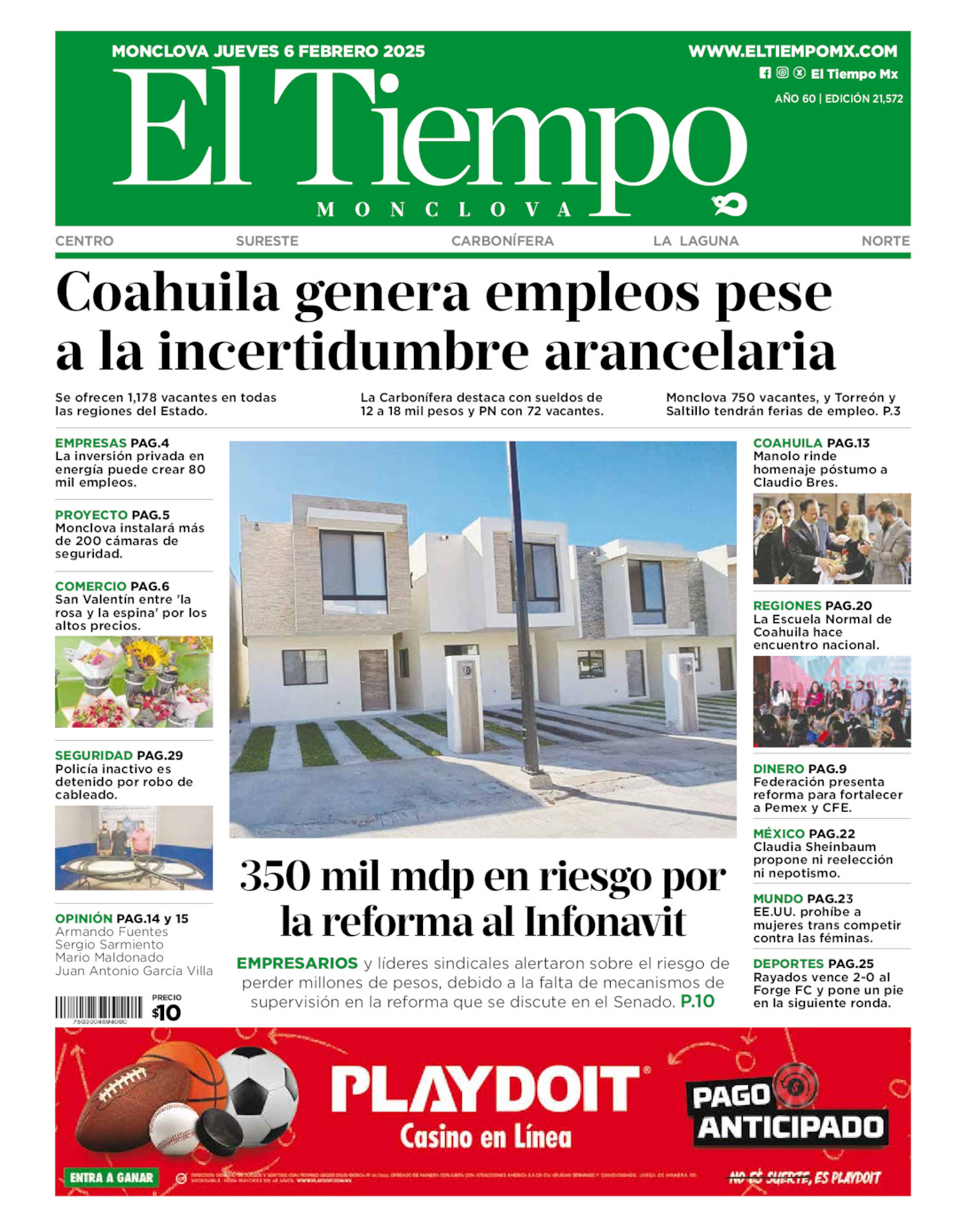 Edición impresa de El Tiempo Monclova