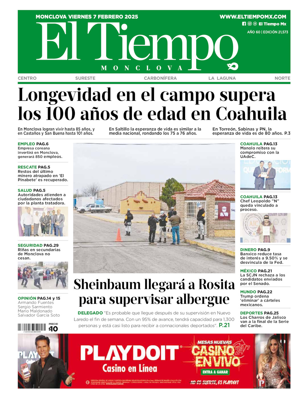 Edición impresa de El Tiempo Monclova