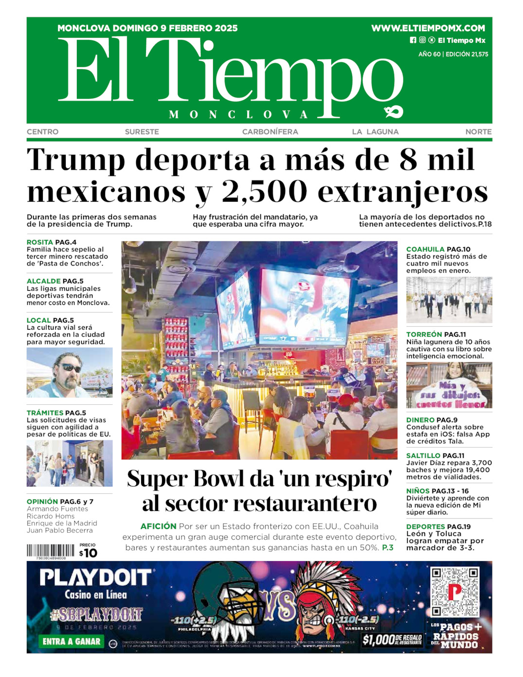 Edición impresa de El Tiempo Monclova