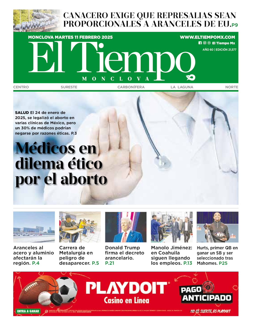 Edición impresa de El Tiempo Monclova