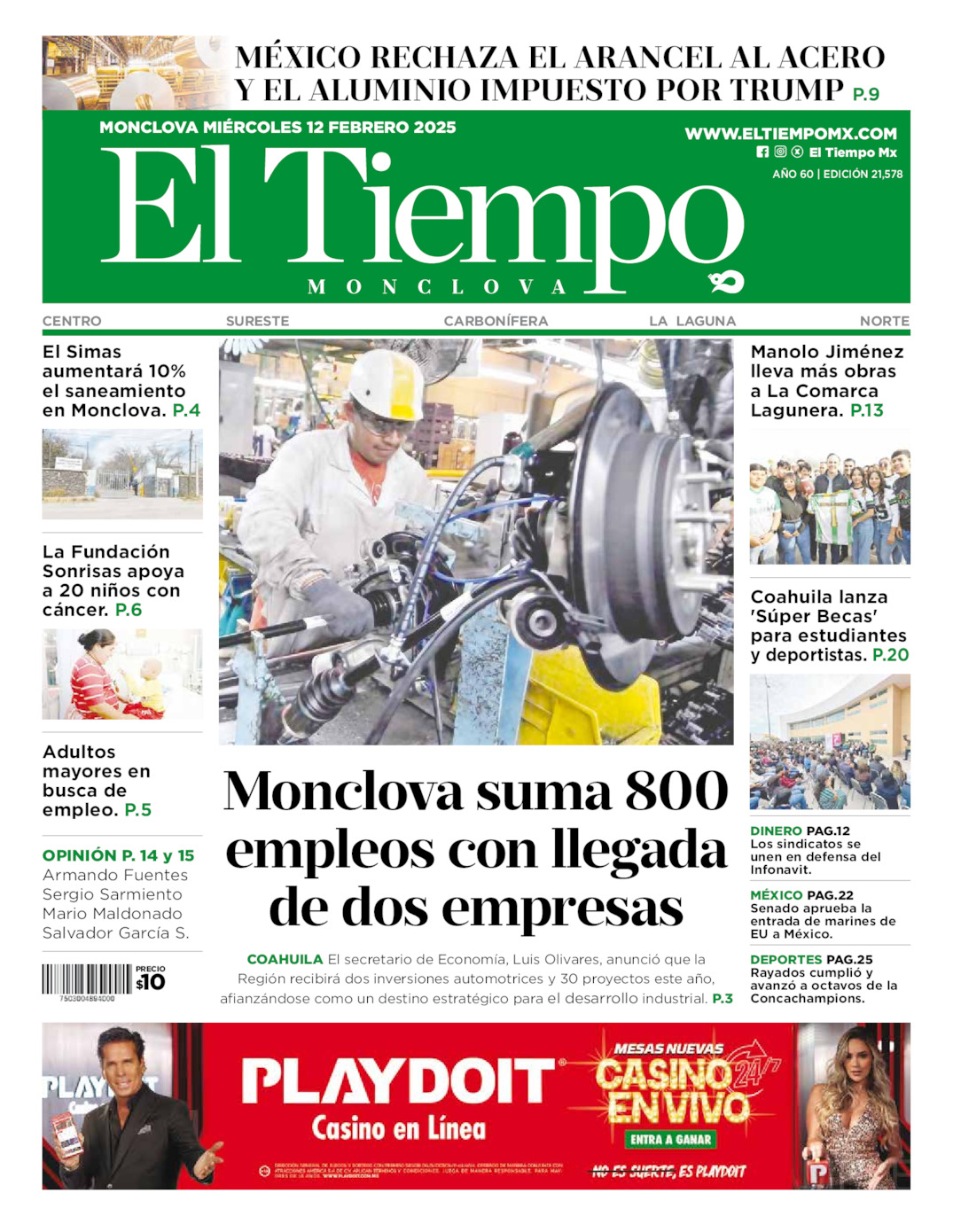 Edición impresa de El Tiempo Monclova