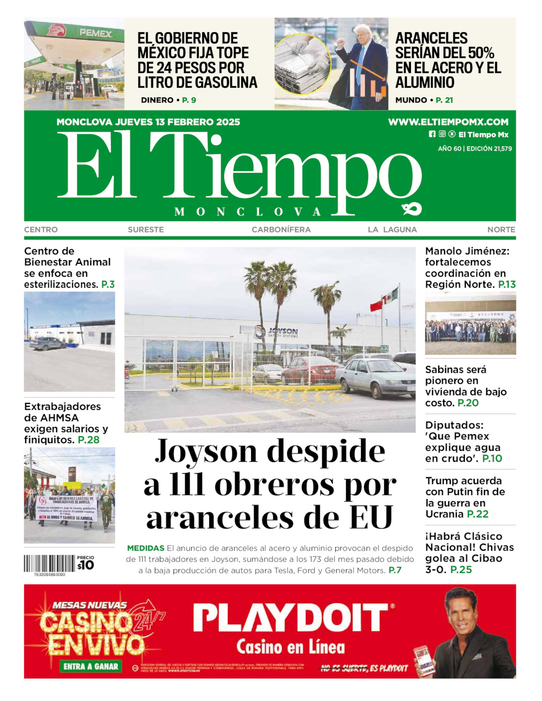 Edición impresa de El Tiempo Monclova