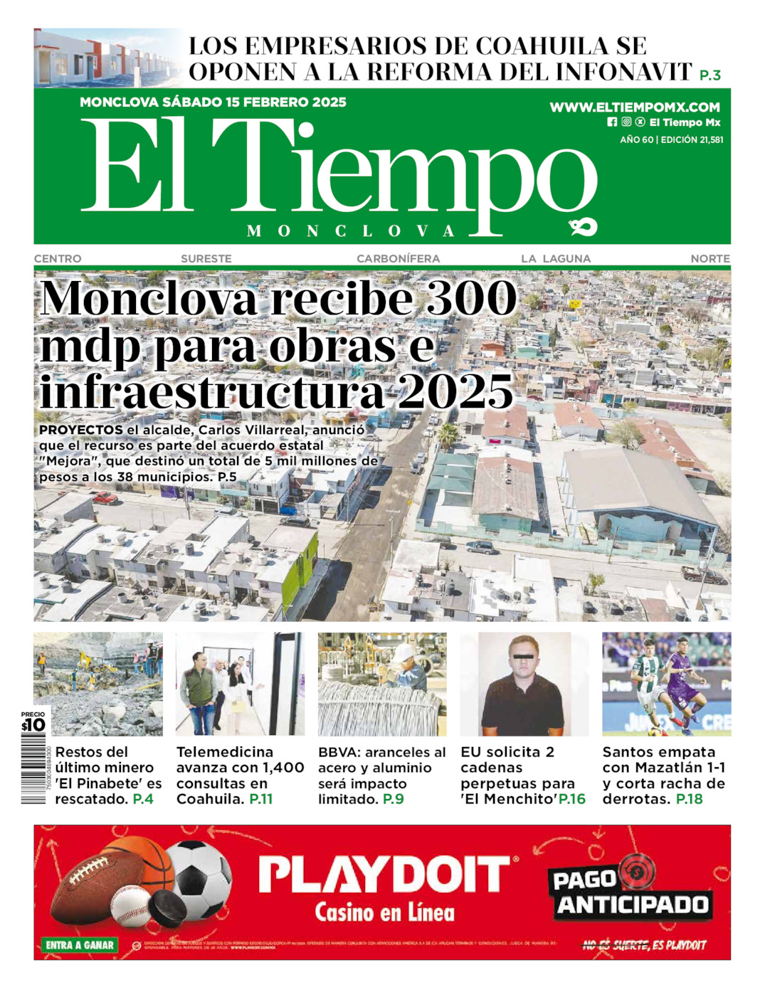 Edición impresa de El Tiempo Monclova