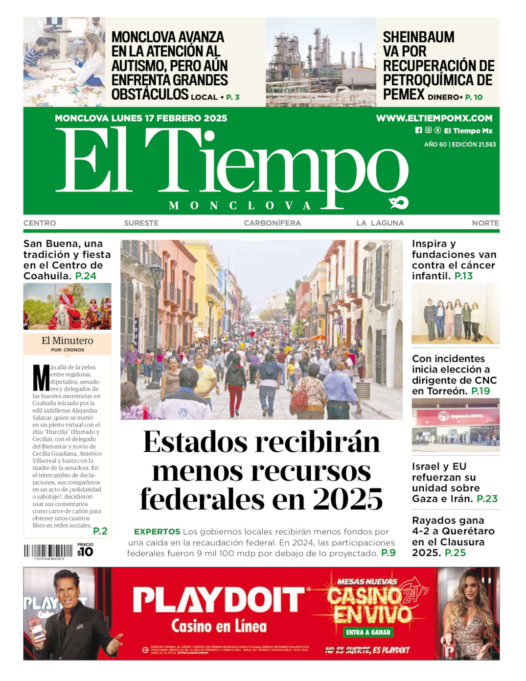 Edición impresa de El Tiempo Monclova