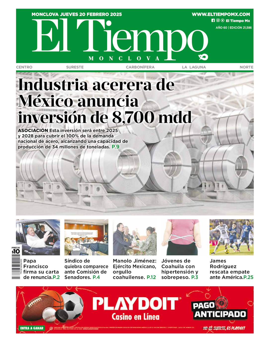 Edición impresa de El Tiempo Monclova