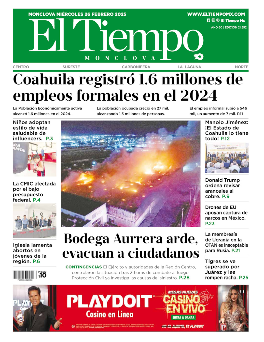 Edición impresa de El Tiempo Monclova