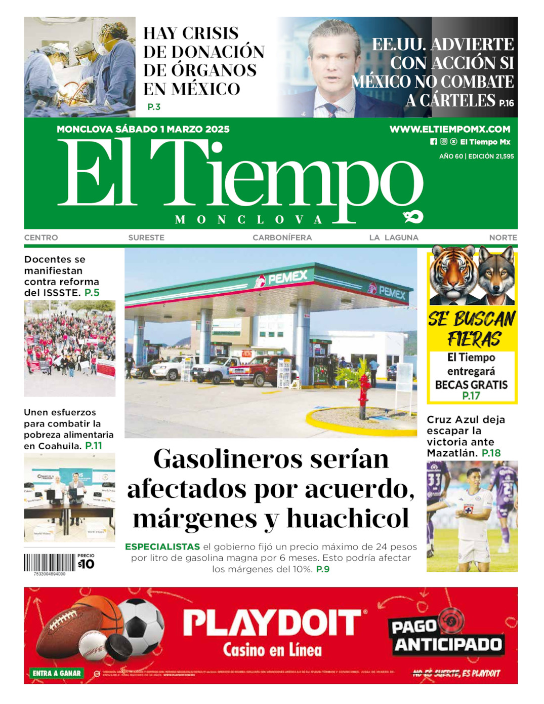 Edición impresa de El Tiempo Monclova