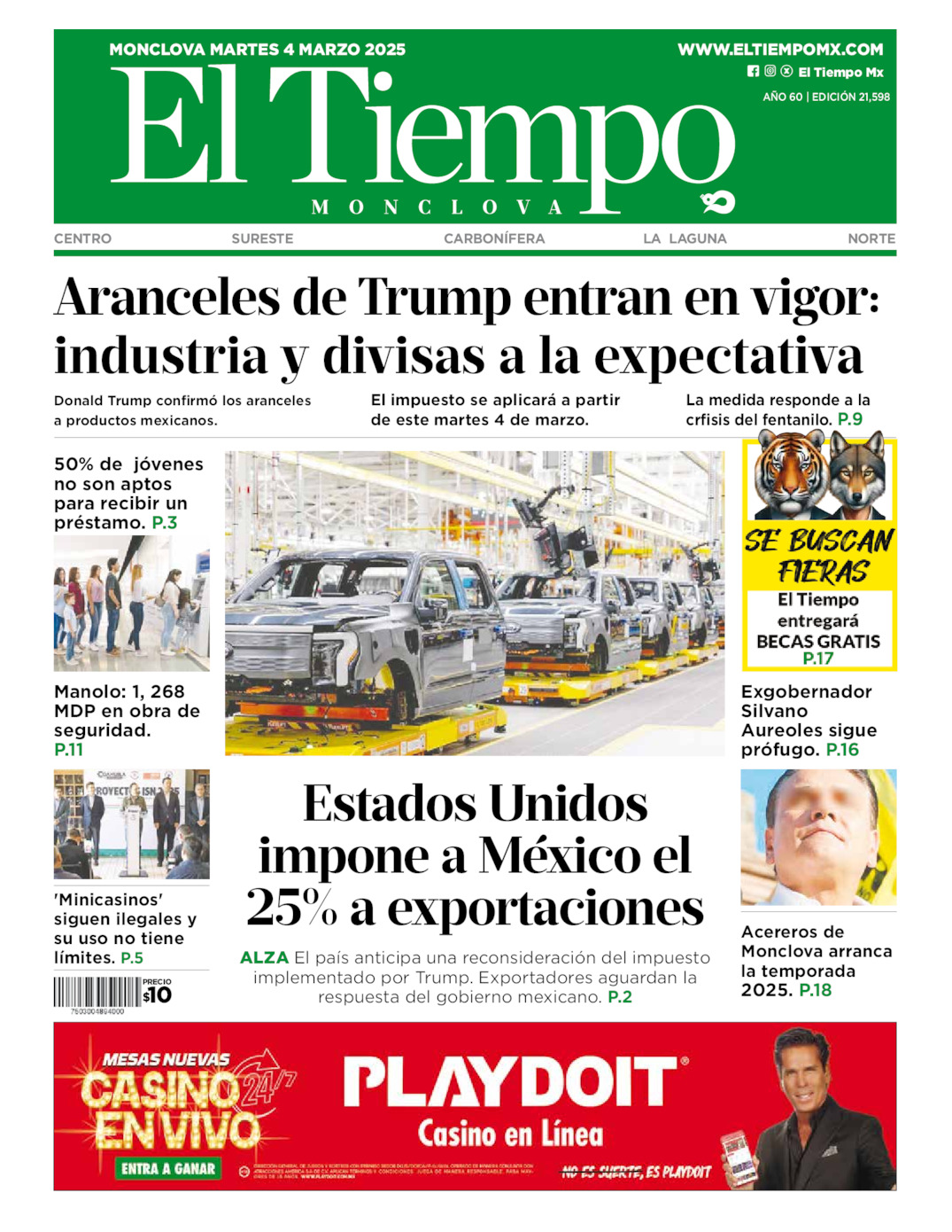 Edición impresa de El Tiempo Monclova