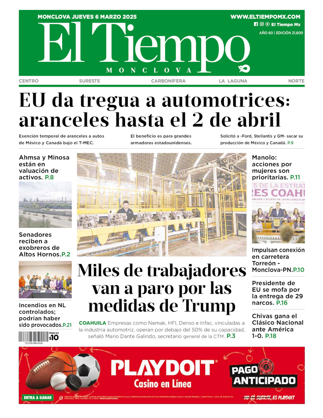 Edición impresa de El Tiempo Monclova