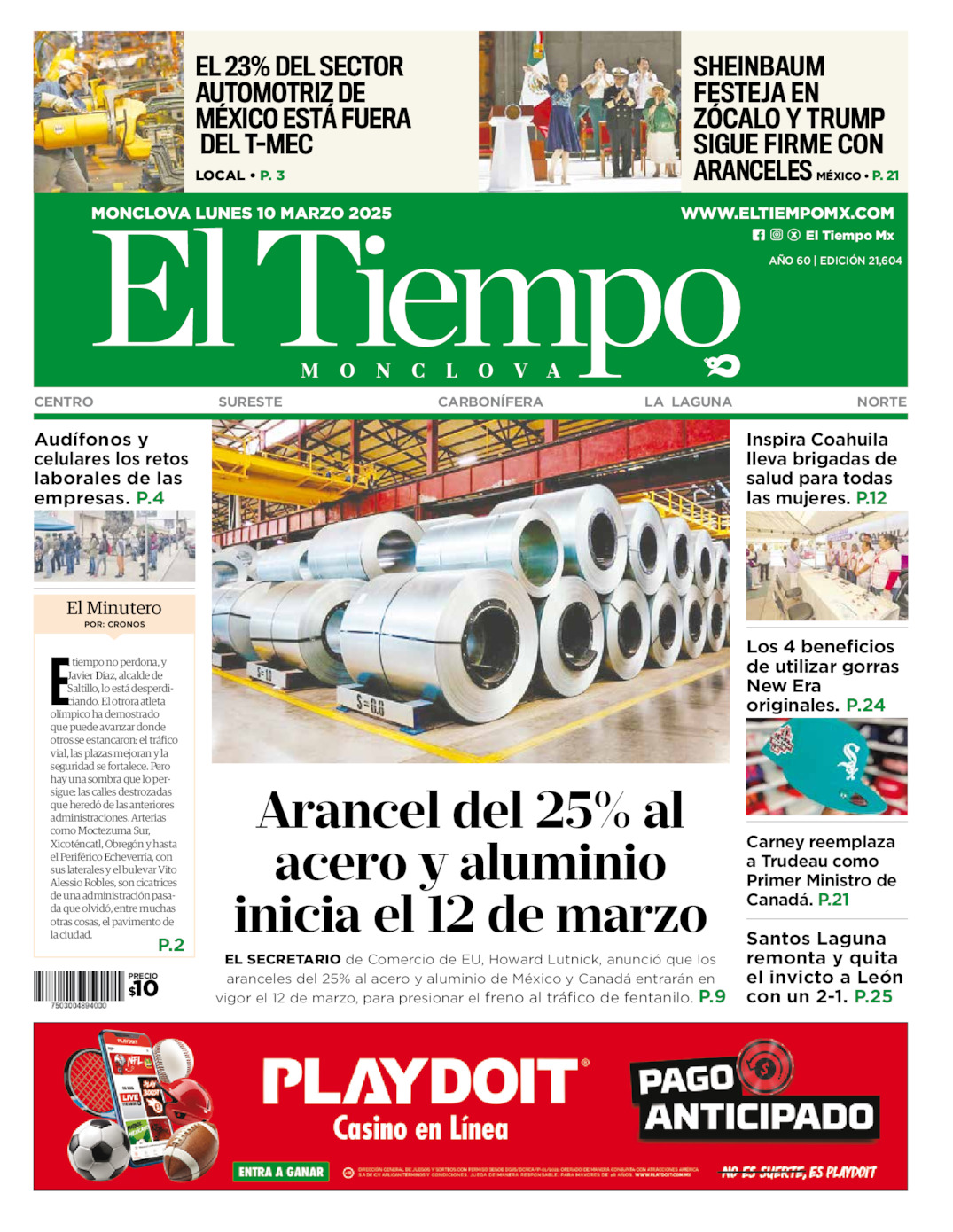 Edición impresa de El Tiempo Monclova