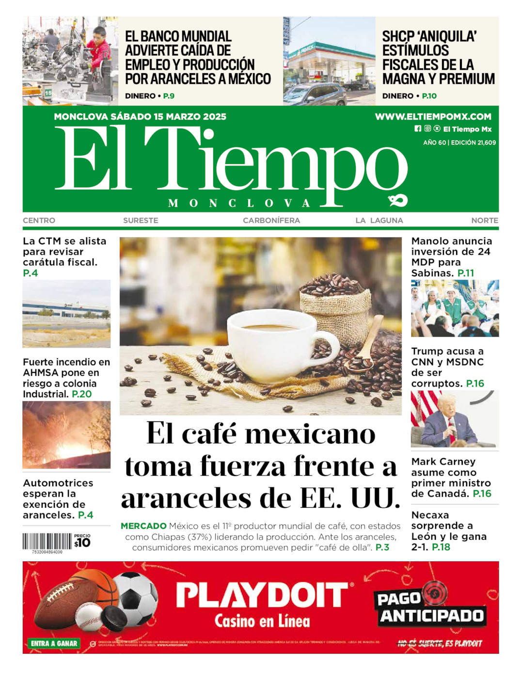 Edición impresa de El Tiempo Monclova