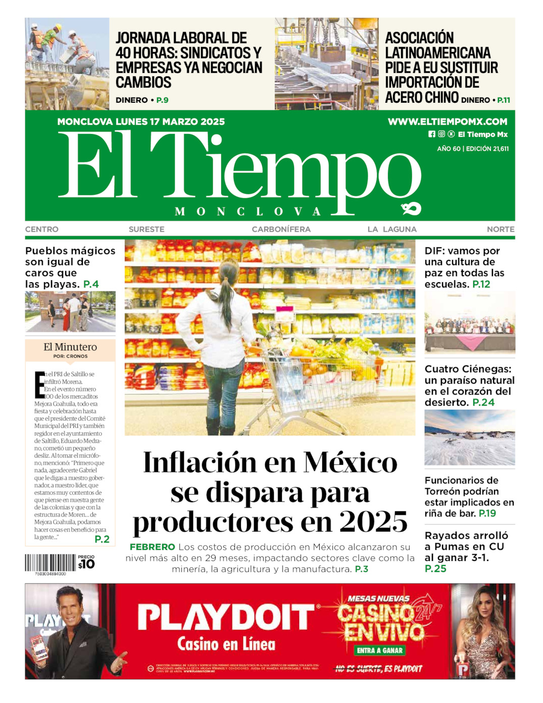 Edición impresa de El Tiempo Monclova