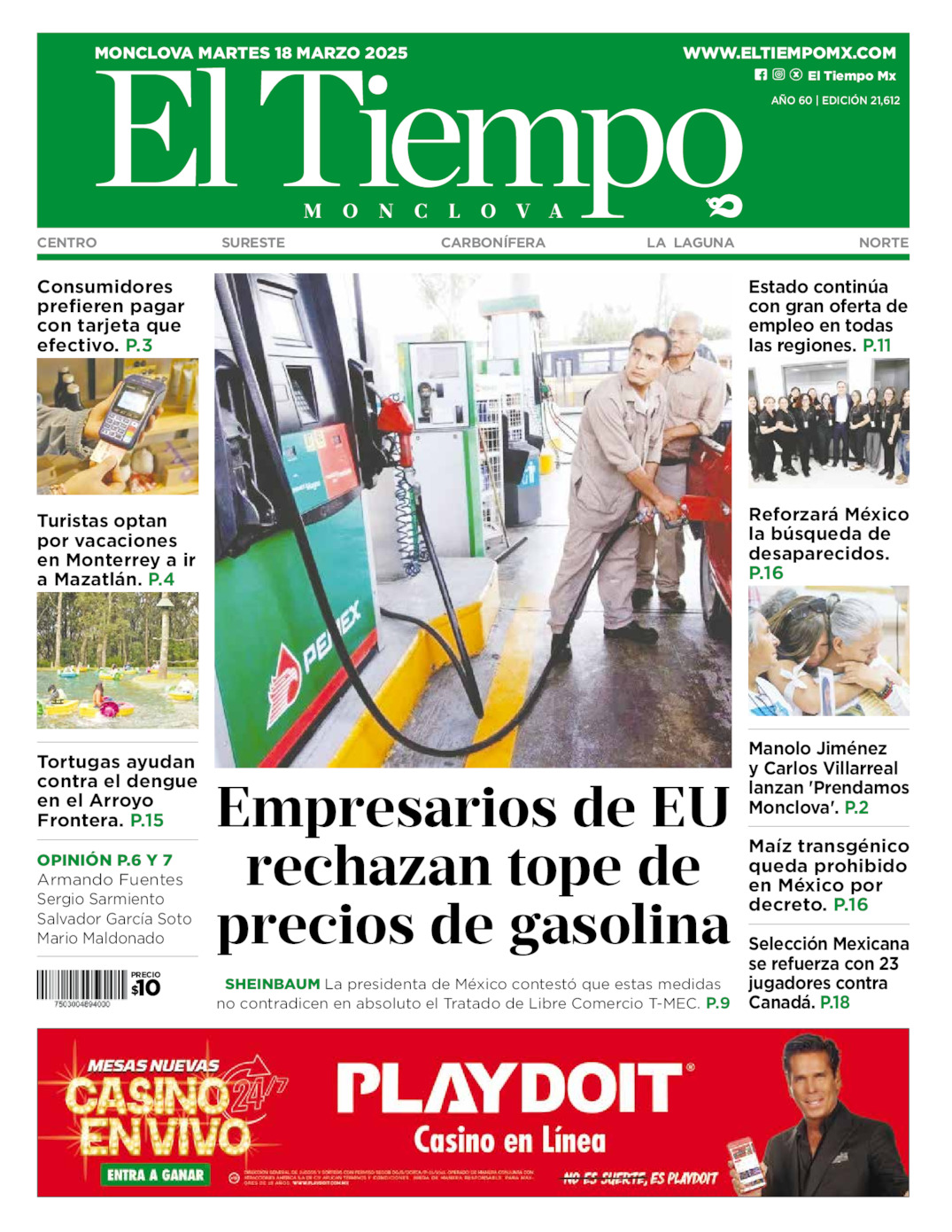 Edición impresa de El Tiempo Monclova