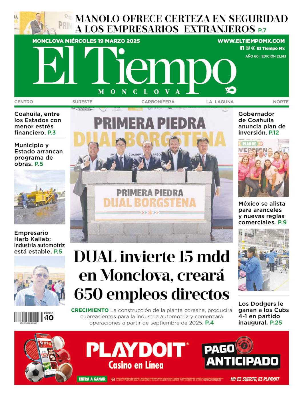 Edición impresa de El Tiempo Monclova