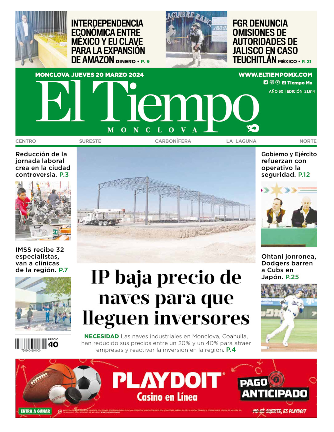 Edición impresa de El Tiempo Monclova