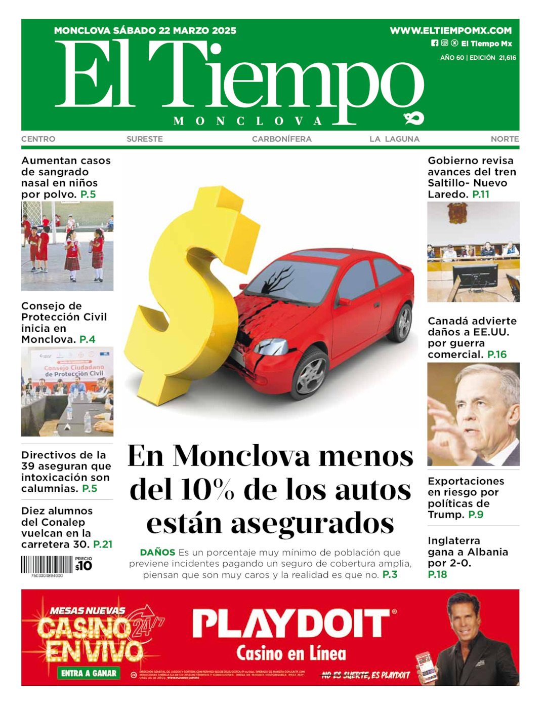 Edición impresa de El Tiempo Monclova