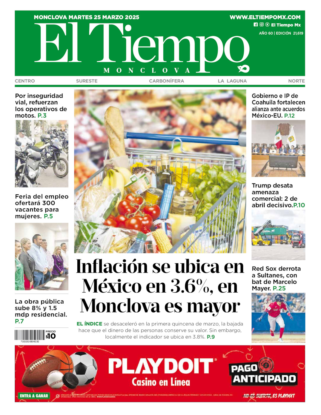 Edición impresa de El Tiempo Monclova