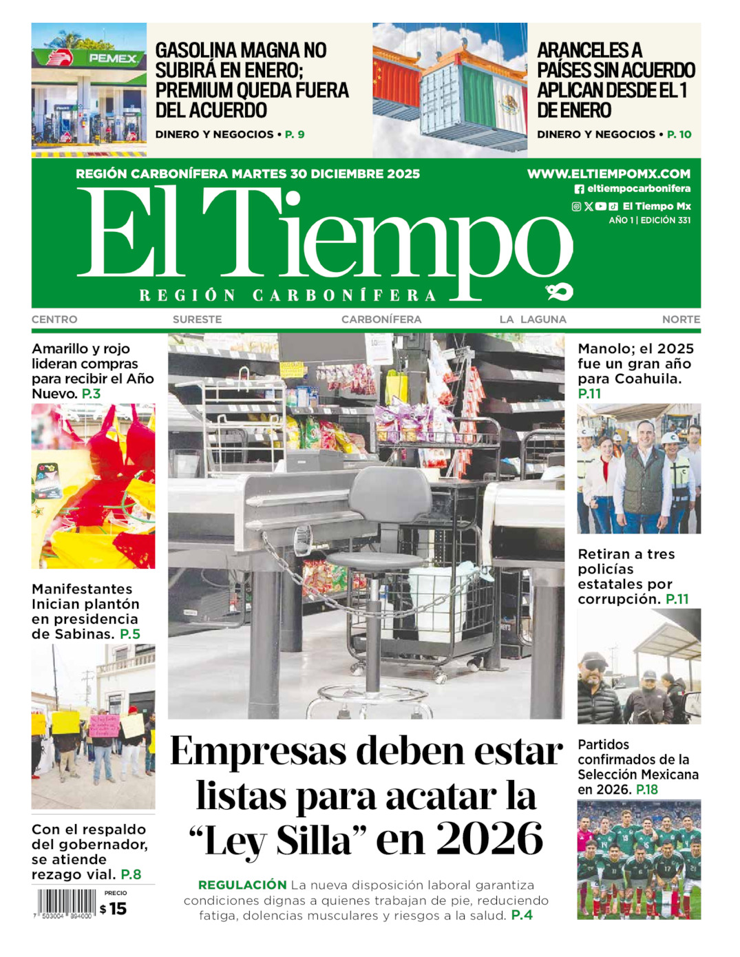 Edición impresa de El Tiempo Región Carbonífera
