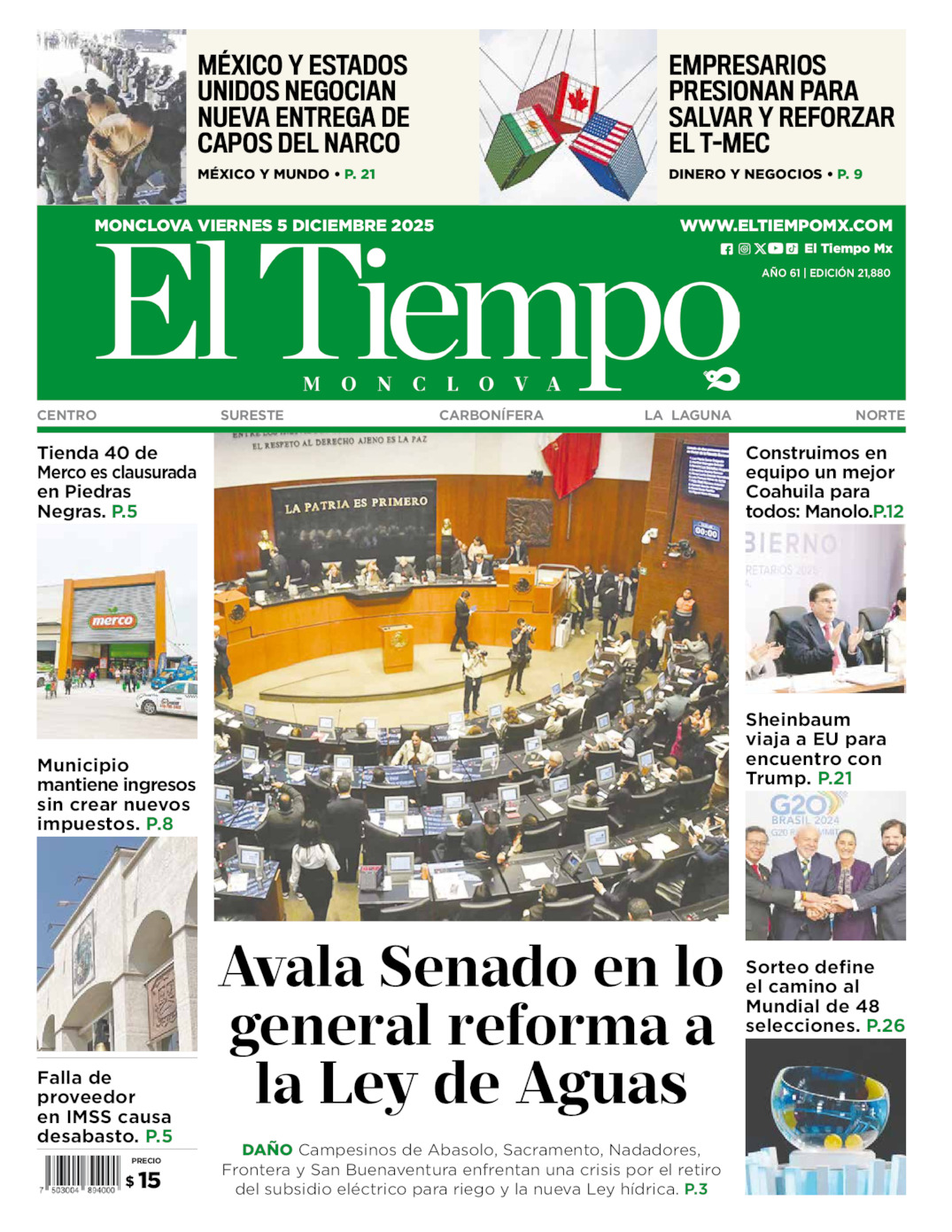 Edición impresa de El Tiempo Monclova