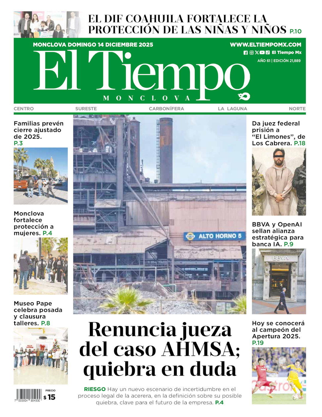 Portada del dom 14 de diciembre de 2025