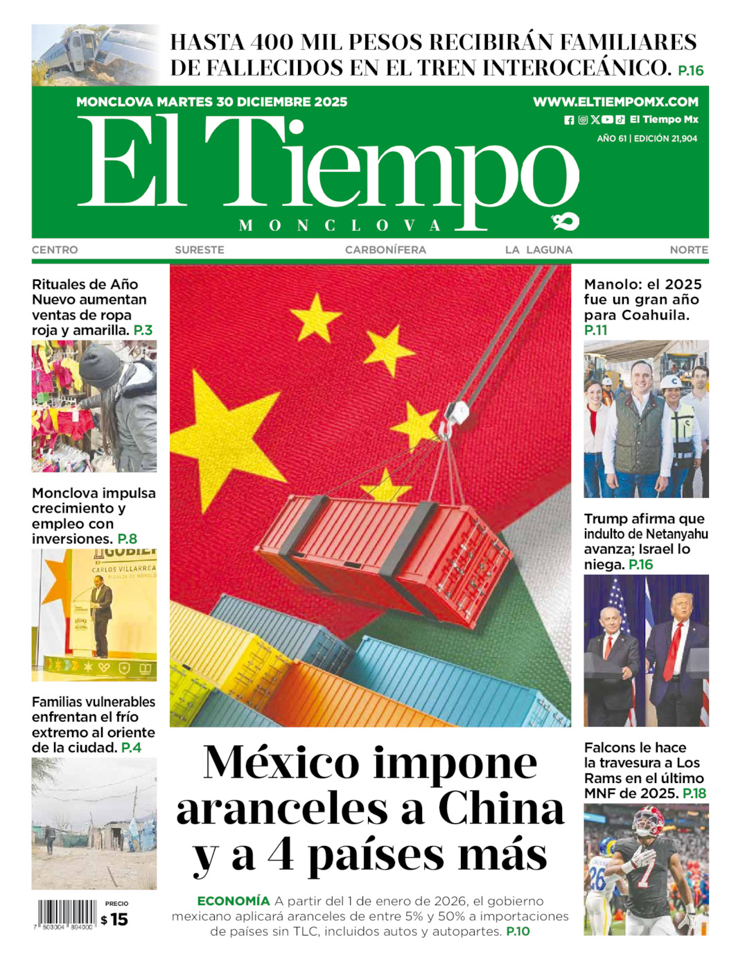 Edición impresa de El Tiempo Monclova