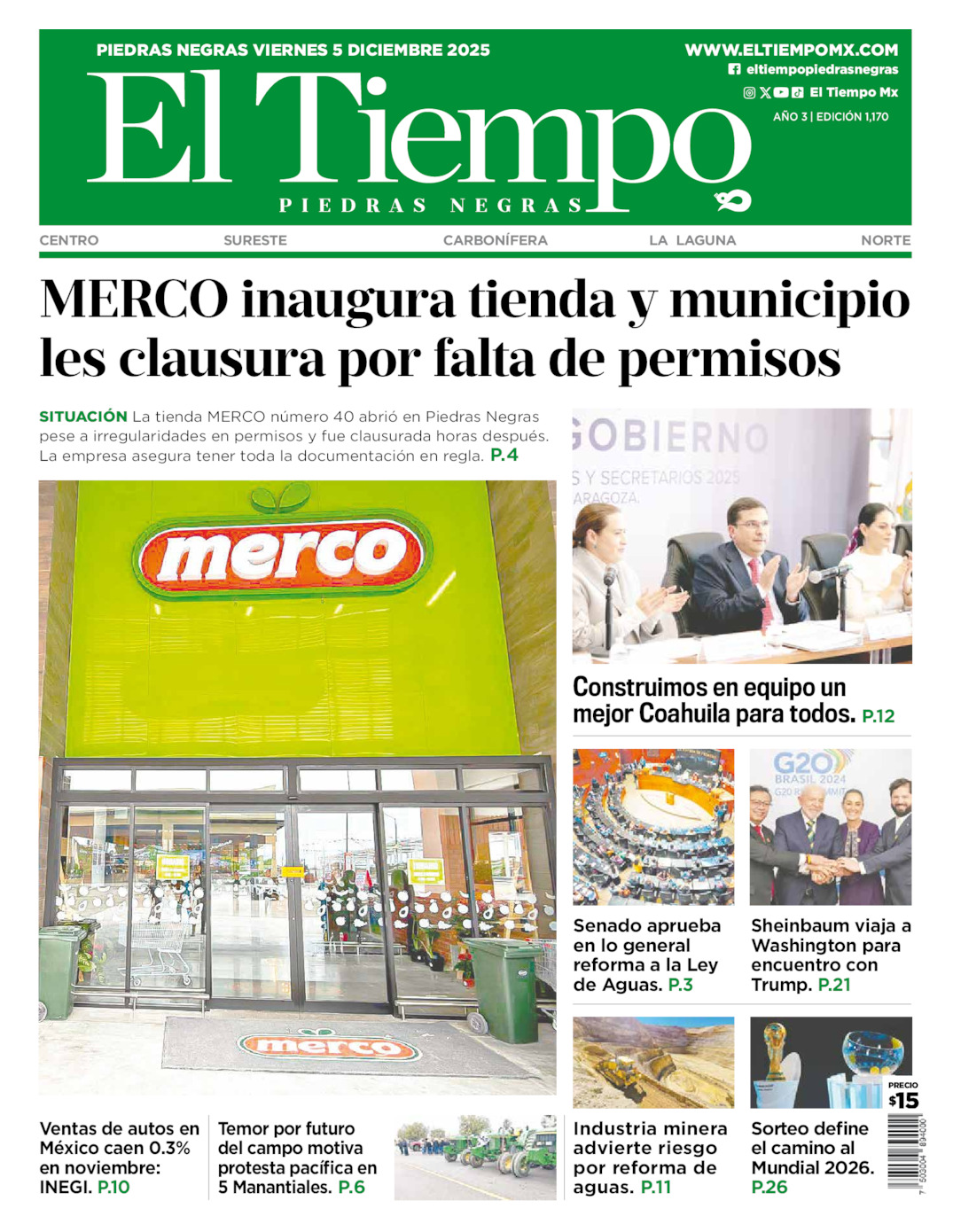 Edición impresa de El Tiempo Piedras Negras
