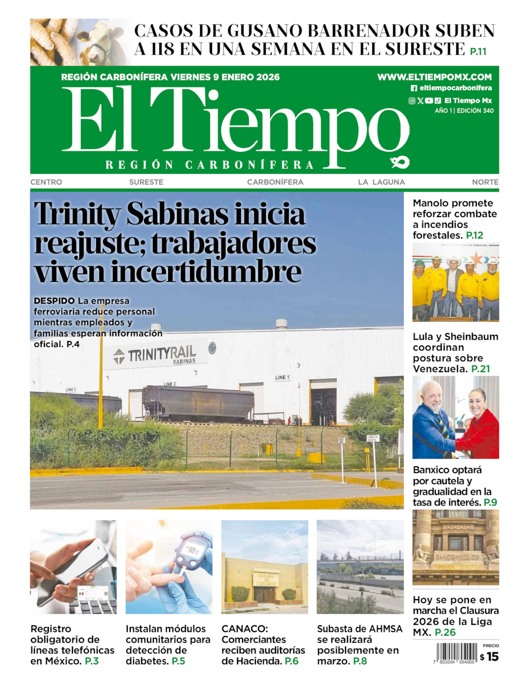Edición impresa de El Tiempo Región Carbonífera