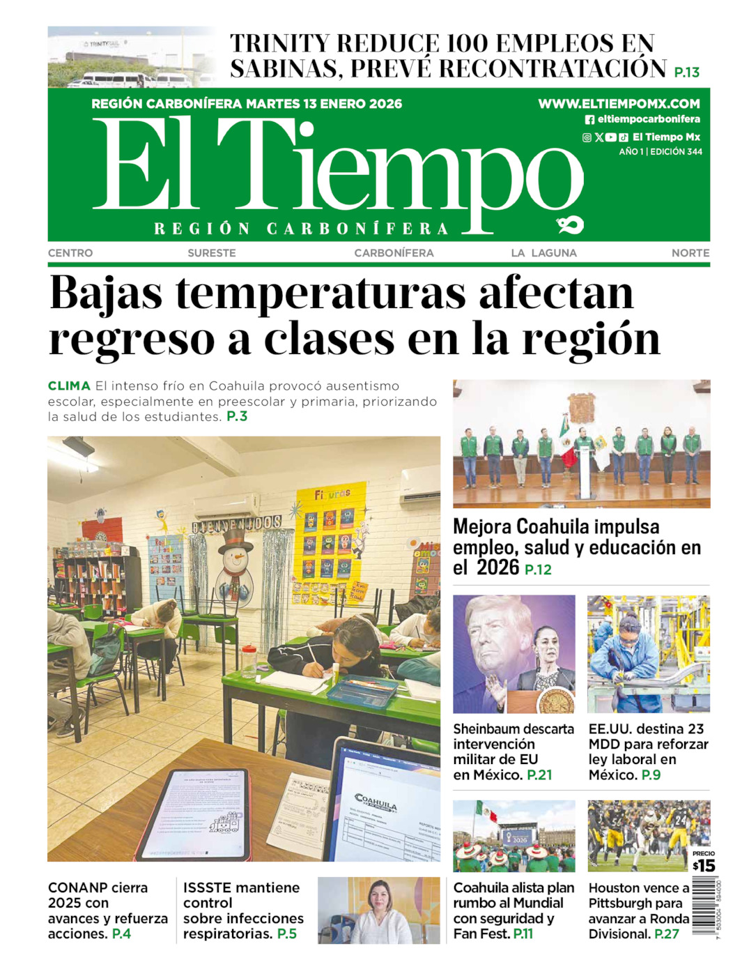 Edición impresa de El Tiempo Región Carbonífera