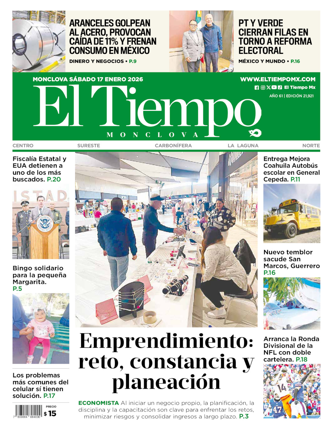 Edición impresa de El Tiempo Monclova