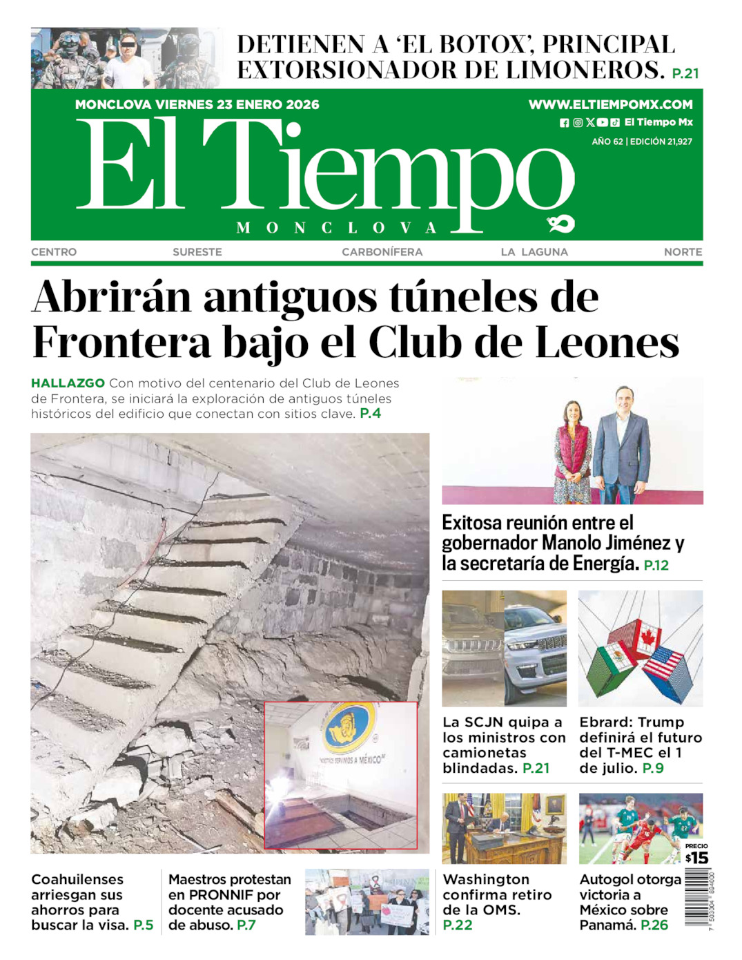 Edición impresa de El Tiempo Monclova