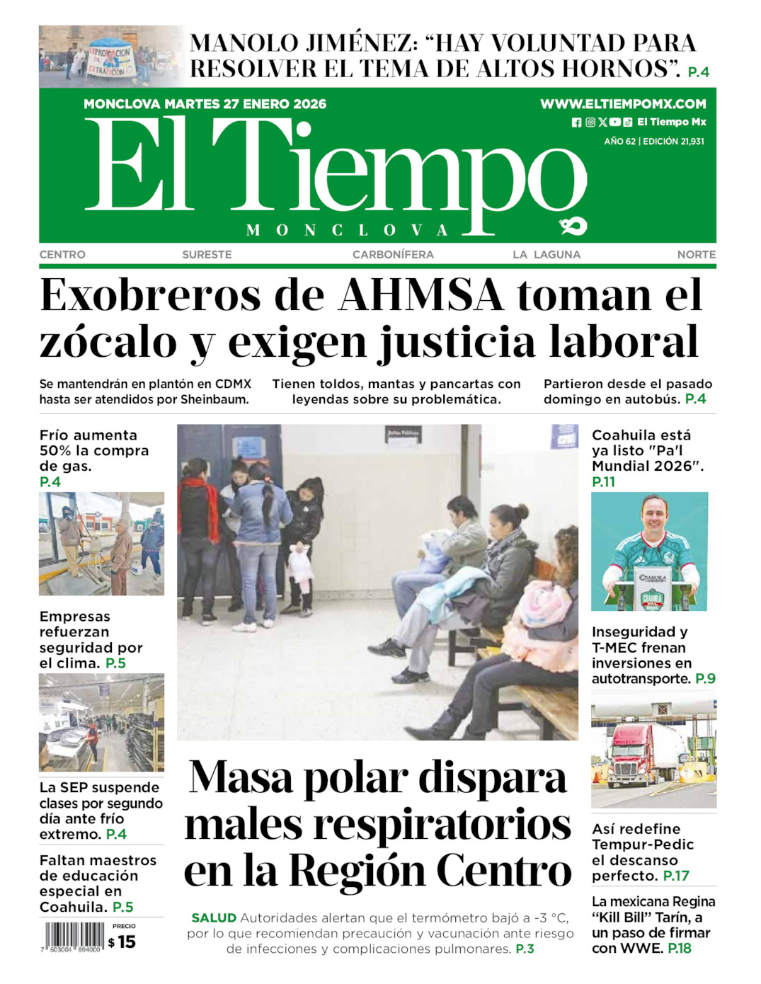Portada del mar 27 de enero de 2026