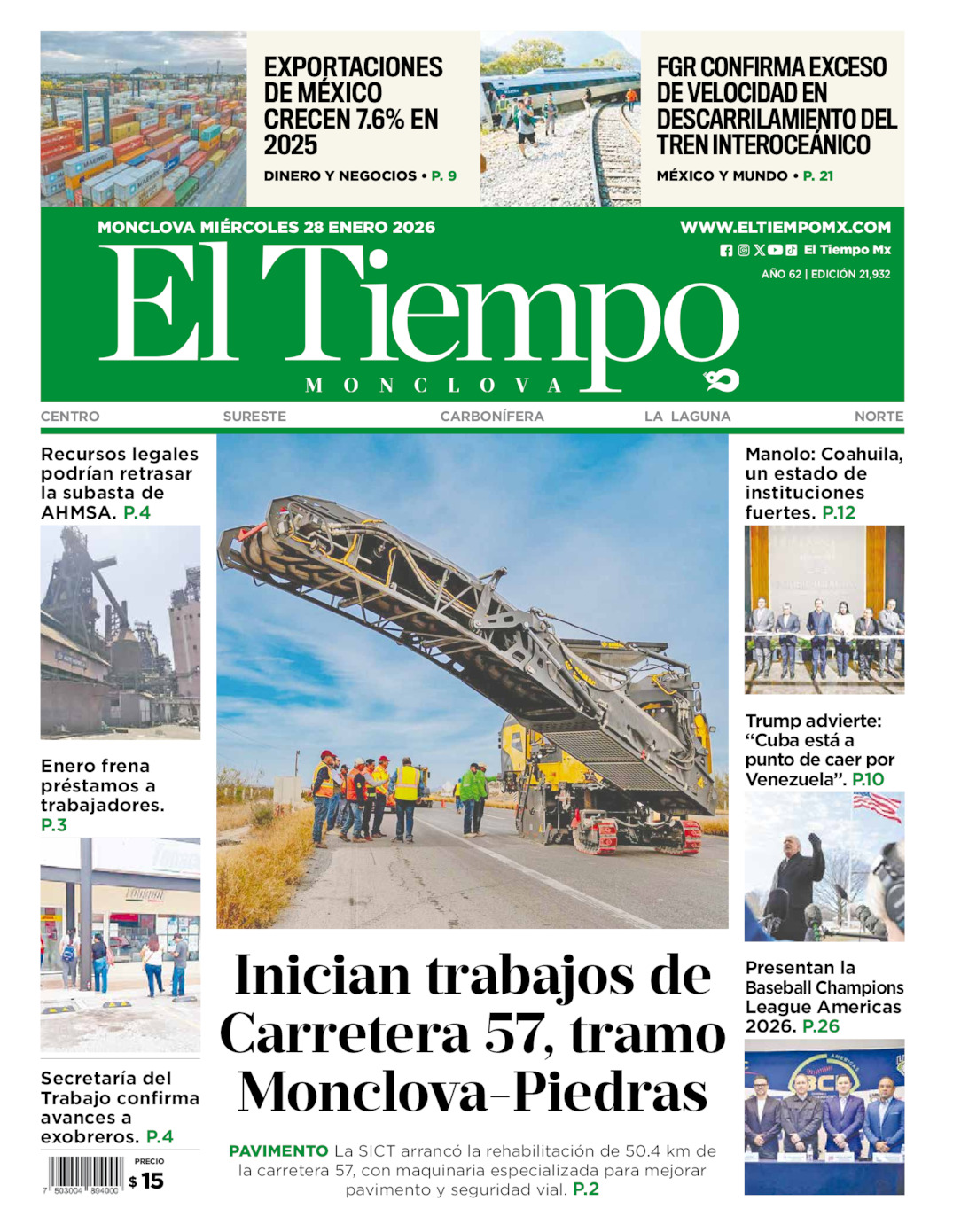 Edición impresa de El Tiempo Monclova
