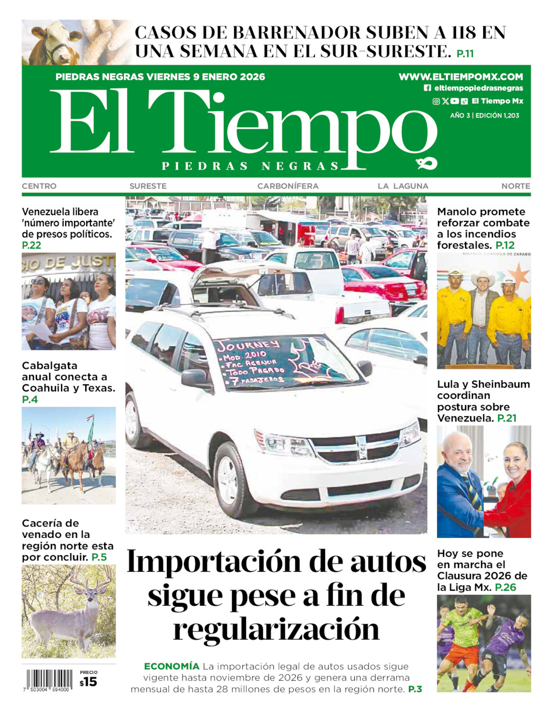 Edición impresa de El Tiempo Piedras Negras
