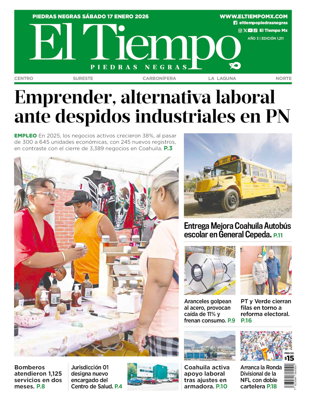 Edición impresa de El Tiempo Piedras Negras