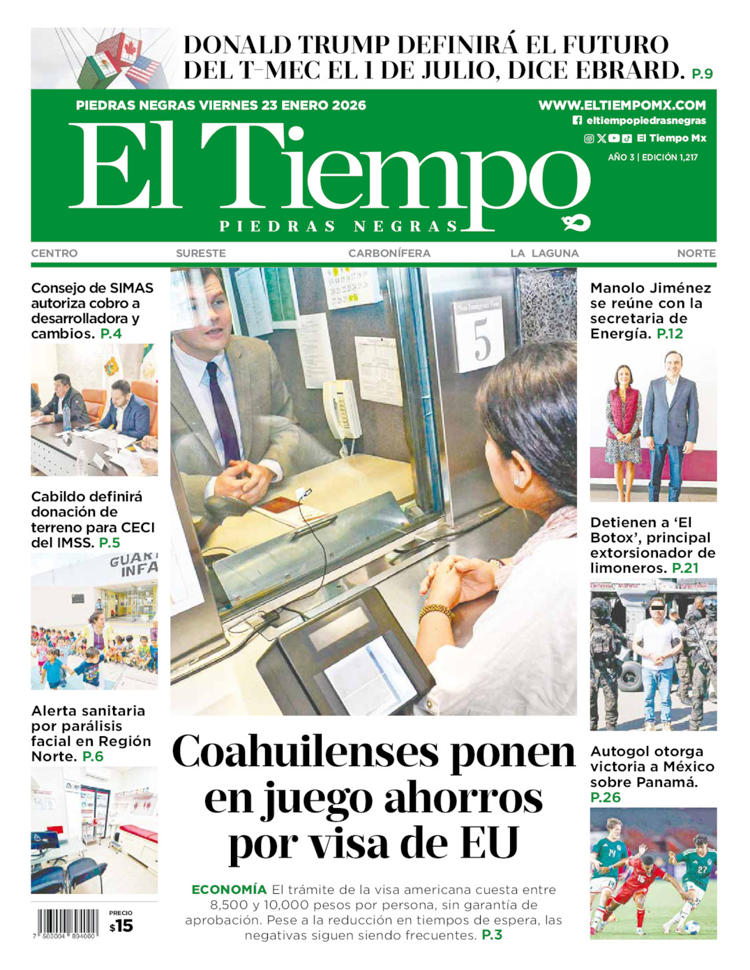 Edición impresa de El Tiempo Piedras Negras