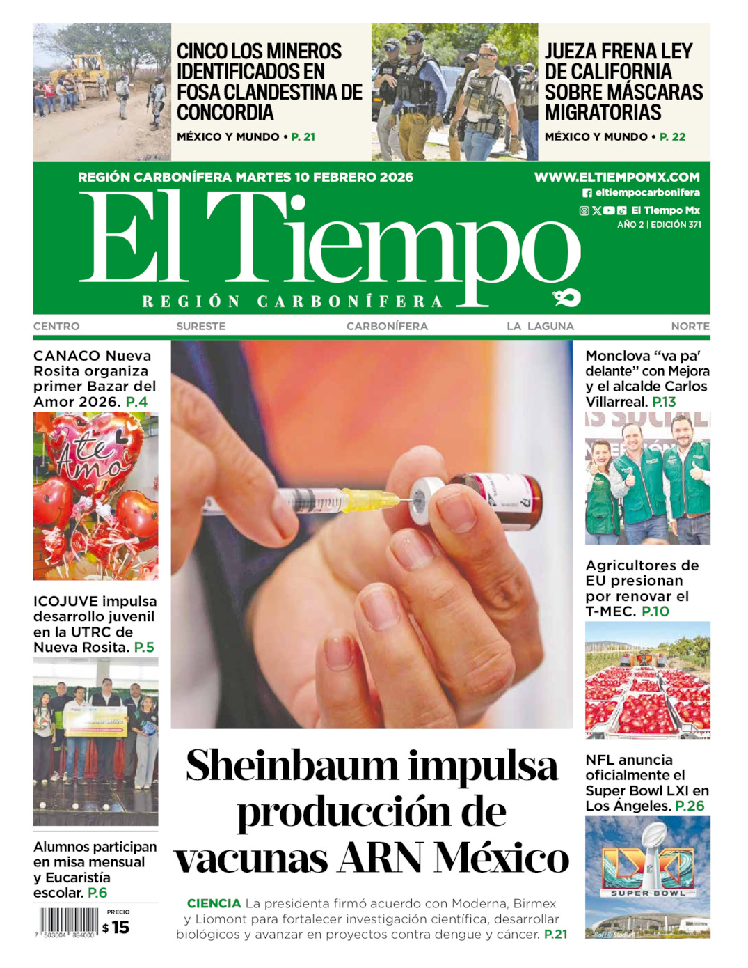 Edición impresa de El Tiempo Región Carbonífera