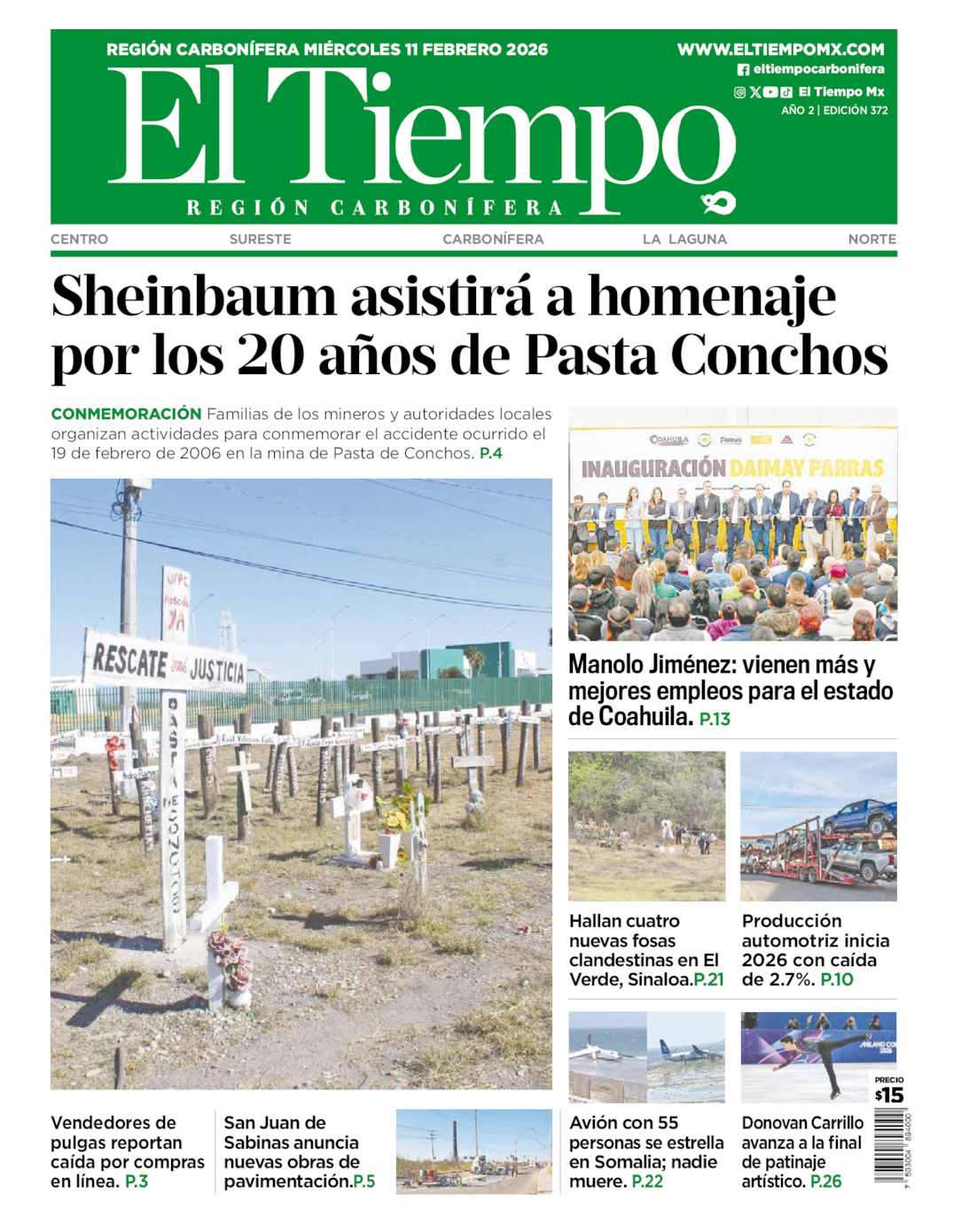 Edición impresa de El Tiempo Región Carbonífera